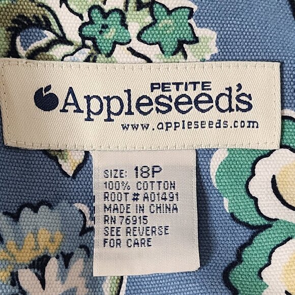 Appleseed's Petite Cotton Canvas Short Waisted Blue Grey Floral Jacket Size 18P - Picture 15 of 16